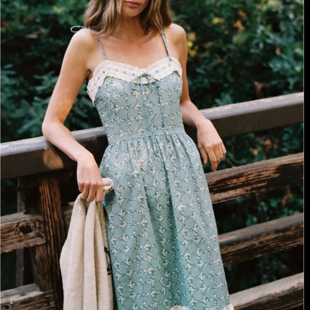 XS Christy Dawn The Emma Dress in Teal Trellis